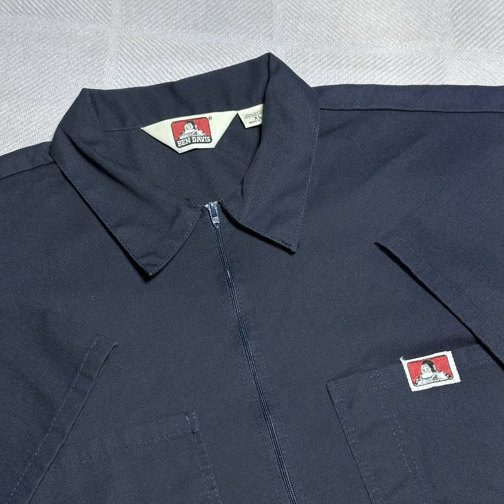 Vintage Ben Davis Half Zip Navy Dual Pocket Shirt‎ Men's Size XL Talon Zipper